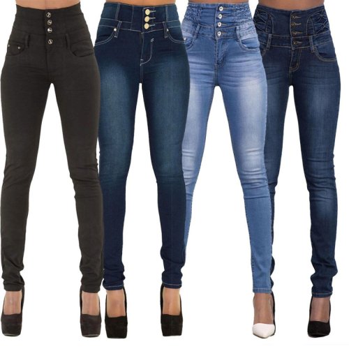 Bild von Schwarze Push-Up Jeans für Damen – Vintage Look mit Hoher Taille
