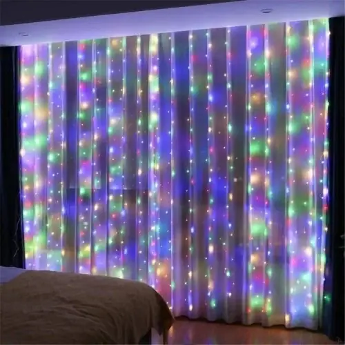 Image de 3/4/6m rideau LED chaîne lumières guirlande USB feston télécommande fée guirlande lumières décoration de noël pour chambre maison