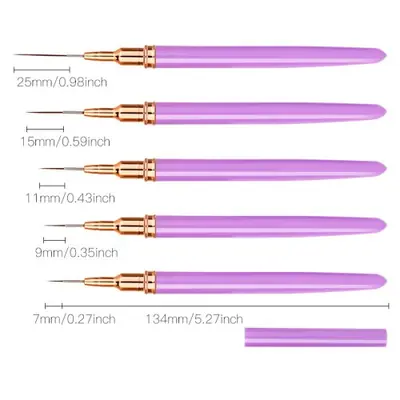 Image de Kit de Pinceaux Nail Art 5 Pièces - Professionnel & Précis