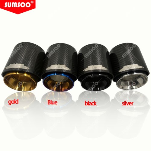 Imagen de SUMSOO genuino 1 Uds. Punta de silenciador de fibra de carbono y cromo negro apto para Mini Cooper punta de escape R55 R56 R57 R58 R59 R60 R61