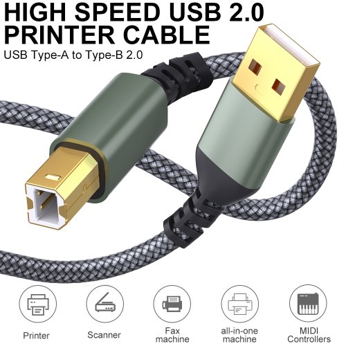 Afbeelding van USB A naar USB 2.0 Type B Kabel van 16 Voet – Hoge Snelheid 480 Mbps voor Printer en Andere Apparaten