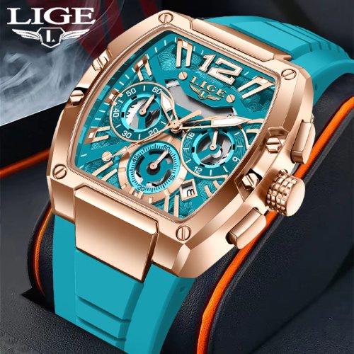 Imagen de Reloj Deportivo para Hombre con Diseño Hueco, Cuarzo, Cronógrafo, Resistente al Agua y Correa de Silicona Luminosa