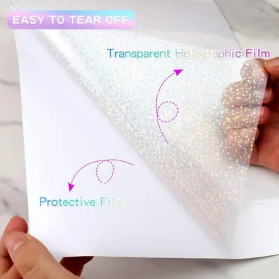 Feuilles Holographiques Transparentes A4 - Auto-Adhésives & Imperméables