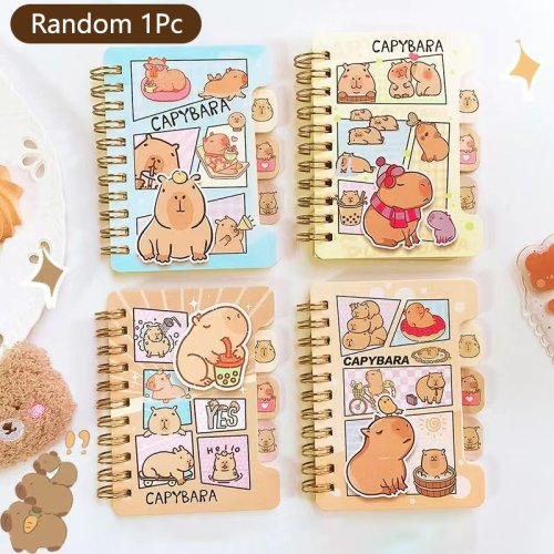Bild von Kawaii Capybara Notizbuch – Tragbares Mini-Notizblock mit Cartoon-Design für Kinder und Erwachsene, Ideal als Geschenk oder Schulschreibwaren
