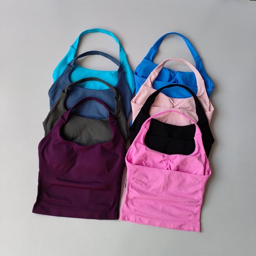 Image of Seamless Cross-Back Yoga Sports Bra – Shock-Proof, Push-Up Support for Gym, Running & Active Workouts