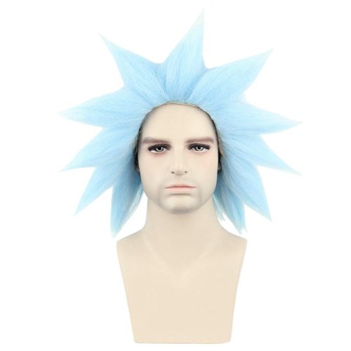 Imagen de Peluca Corta Azul de Cosplay con Pelo Sintético para Juegos de Rol y Disfraces - Gorro Incluido