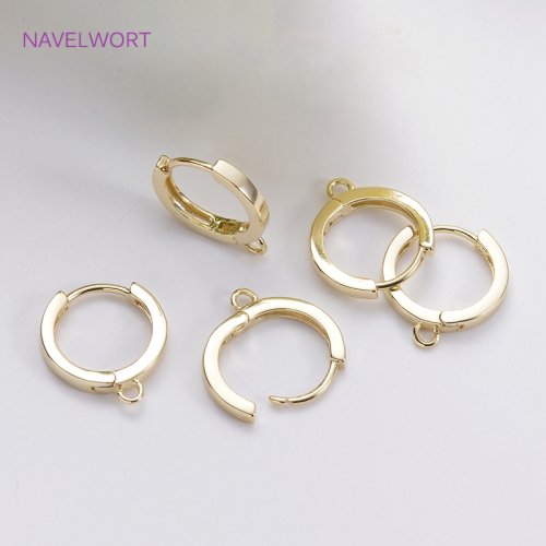 Immagine di Orecchini in Ottone Placcato Oro 14 Carati con Ganci a Cerchio Rotondo – Accessori per Creazione di Gioielli Fai da Te