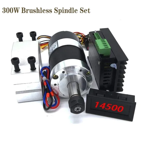 Afbeelding van WS55-140 borstelloze 300 W spindel hoge snelheid 0,3 kW luchtkoele spilmotor DC 36 V 12000 RPM MACH3 met ER11 spantang + 55 mm klem