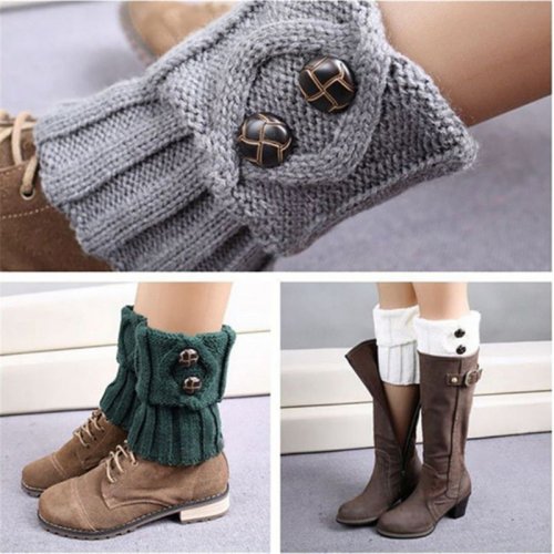 Afbeelding van Gebreide beenwarmer Korte beenwarmers Boot Cover Warme sokken Manchetten Thermische dameslegging Gehaakte voet Enkelwarmers Winter Dames