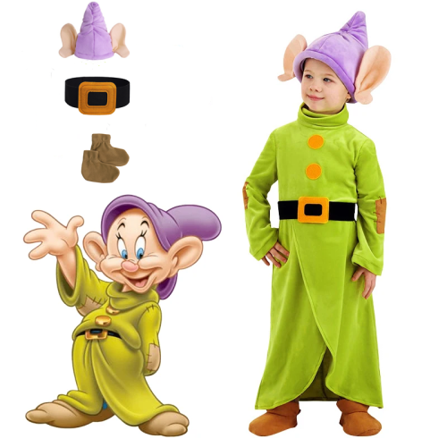 Immagine di Dopey Cosplay Biancaneve e i sette nani Ragazzi Body Cappello Completo Costume di Halloween Abiti Abiti