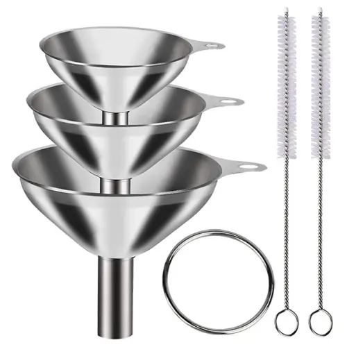Image de Ensemble d'entonnoirs inox 3-5 pièces - Pratique & Hygiénique