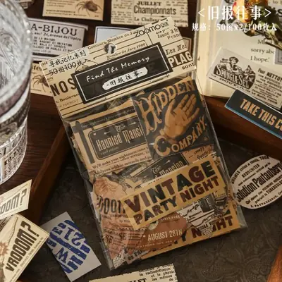 Image de Stickers Vintage 100 pcs - Décoration Scrapbooking & Journal Intime
