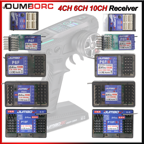 Immagine di DUMBORC P6FG X10FG P6DC X4FMG MINI 4CH 6CH 10CH Ricevitore 4.8-10V Ritorno di tensione per X6 DDF-350 Trasmettitore RC Auto Barca Serbatoio