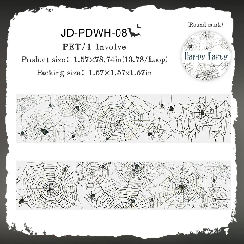 Immagine di JIANWU 40mm * 200cm Happy Party Series Vintage Gotico Halloween Paesaggio Materiale Collage Nastro in PET Cancelleria per diario creativo