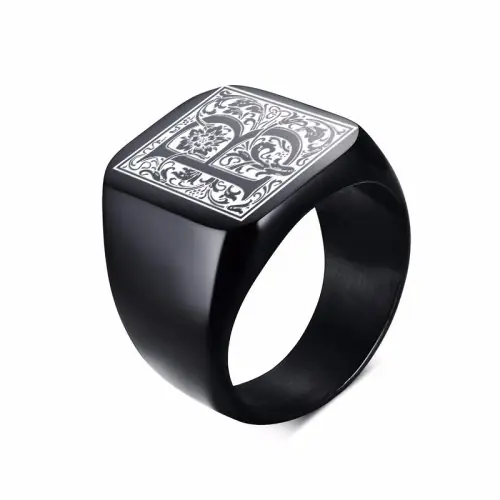 Image de Bague Moto Homme - Acier Inoxydable, Monogramme Fantastique