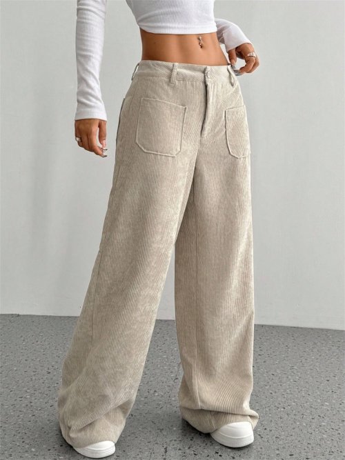 Imagen de Pantalón de pana de otoño e invierno para mujer, moda Retro, nuevo en pantalones de pierna ancha, pa...