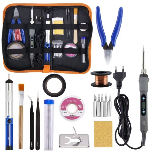 Image of Professional 80W Electric Soldering Iron with LCD Digital Display, Adjustable Temperature Control for Precise Soldering, Welding, and Desoldering Repair Tasks