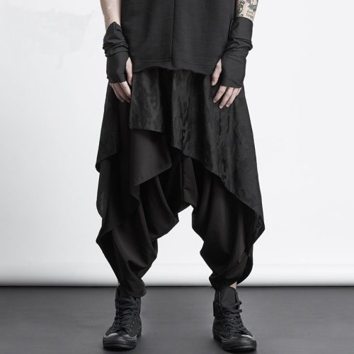 Imagen de Pantalones Vintage para Hombre de Corte Holgado y Estilo Y2K, Culottes Góticos con Pierna Ancha, Diseño Neutro y Creativo en Estilo Harajuku Japonés