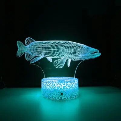 Image de Lampe LED 3D Poisson Nuit - Veilleuse Tactile Changeante