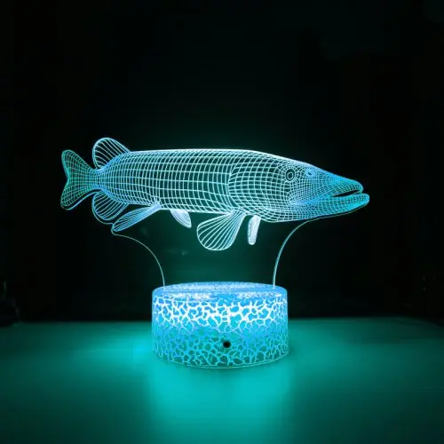 Image de Lampe LED 3D Poisson Nuit - Veilleuse Tactile Changeante