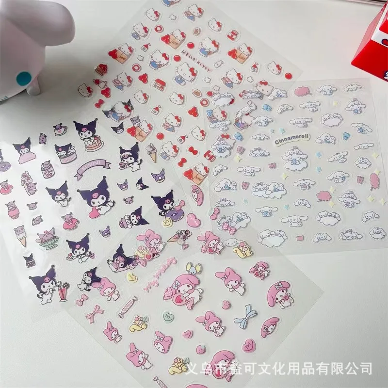Immagine di Adesivi Impermeabili per Bambini Kulome Hello Kitty e Melody Trasparenti e Carini - Set da 4 Pezzi