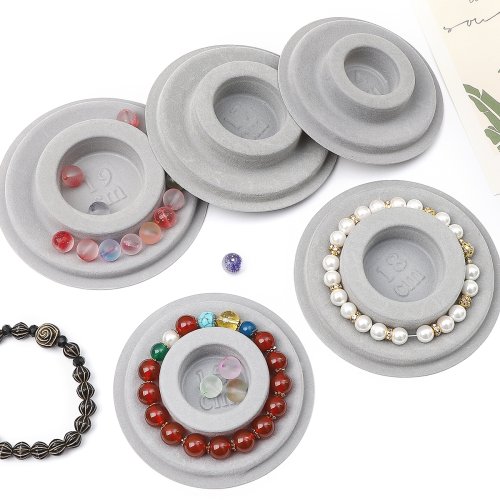 Image of Handcrafted PE Flocked Jewelry DIY Bracelet Design Round Plate – Perfect for Bead Measuring and Crafting Projects