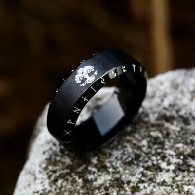 Image de Bague Viking Runes Arbre de Vie - Acier Inoxydable