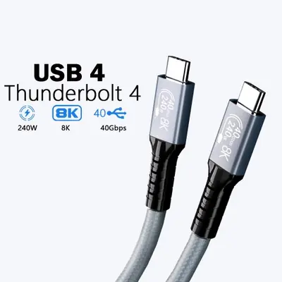 Image de Câble USB4 Thunderbolt 4 40Gbps - Charge Rapide 240W