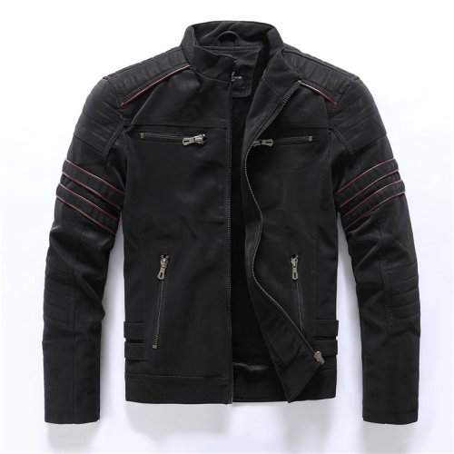 Immagine di Giacca da Moto Inverno Uomo in Ecopelle con Fodera in Pile