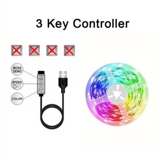 Imagen de Tira de luces LED USB RGB 5050 1-40m cambio de Color Bluetooth App Control lámpara Led cinta de diod...