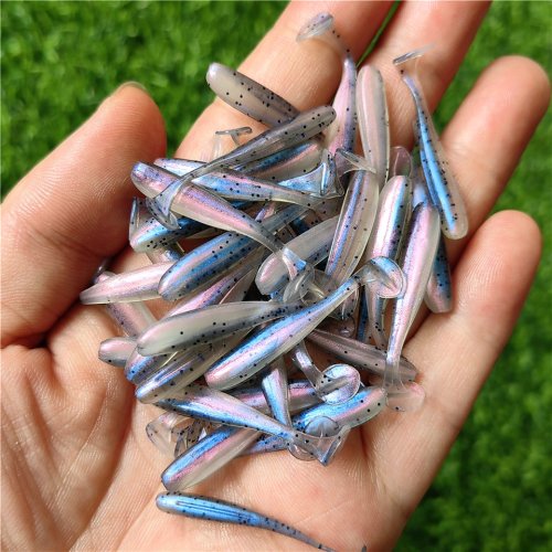 Imagen de Señuelos de Pesca Blandos Mukun 10 Unidades - Señuelo de Gusano con Cola en T, 3.5 cm, 4 cm y 5 cm, Cebo Artificial Pequeño para Lucio y Pescas de Agua Dulce