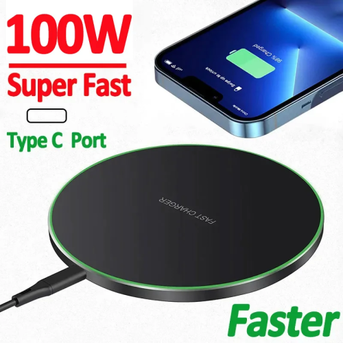 Afbeelding van 100W Snelle Draadloze Oplader Pad voor iPhone 15, 14, 13, 12, X, Pro Max, 8 en Samsung Galaxy S23, Xiaomi – Efficiënte Draadloze Laadstation met Veilige Technologie