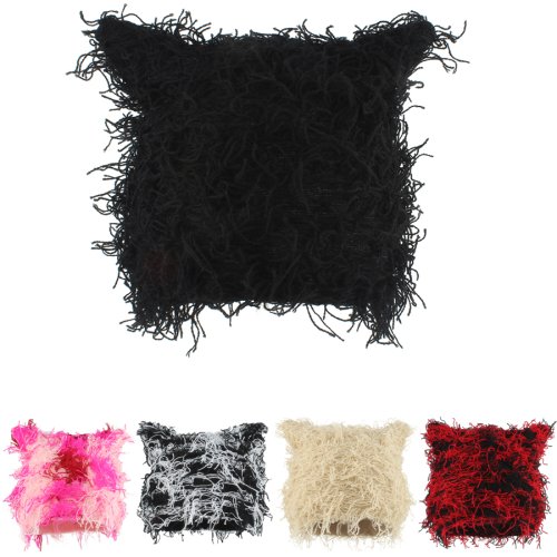 Imagen de Gorro Tejido de Otoño e Invierno con Orejas de Gato para Mujer y Hombre, Estilo Punk Urbano y Hip Hop, Diseño Negro y Rosa, Caliente y Moda Unisex