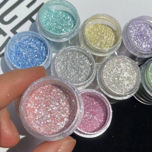 Bild von 10 farben Sparkly Nagel Glitter Pulver Regenbogen Kristall Diamant Pigment Staub Holographische DIY Maniküre Chrom Nägel Kunst Dekoration
