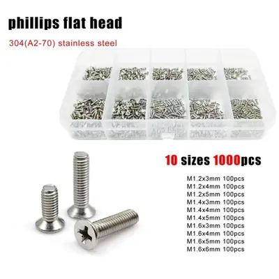 Image de Kit de 1000 Boulons Micro Phillips - Noir Acier Inoxydable