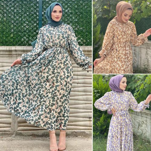 Image of Elegant Summer Chiffon Abaya for Women – Dubai-Style Luxury Muslim Dress for Ramadan and Special Occasions