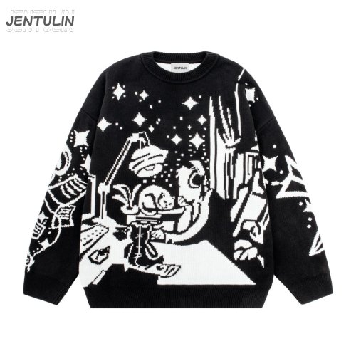 Immagine di Maglioni oversize Uomo Donna Harajuku Anime Girl Graffiti Maglione lavorato a maglia vintage lo-fi Pullover invernale in cotone unisex Streetwear