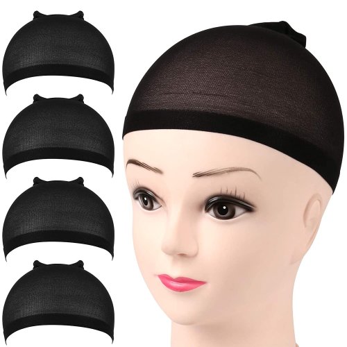 Bild von 4er Pack Nylon Perückenkappen Schwarz – Unsichtbare, Atmungsaktive Strumpfperückenkappen für Damen, Herren und Kinder zum täglichen Gebrauch, ideal für Halloween, Cosplay und Haarverlängerungen