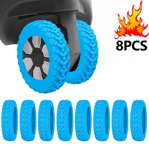 8Pcs Verdicken Textur Silikon Räder Schutz Reise Gepäck Caster Schuhe Reduzieren Lärm Räder Schutz Abdeckung Gepäck Zubehör