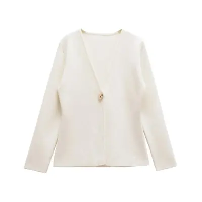 Image de Cardigan Femme Col V Tricoté - Élégant & Décontracté