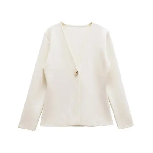 Image de Cardigan Femme Col V Tricoté - Élégant & Décontracté
