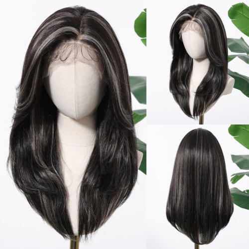 Afbeelding van HENRY MARGU Asblonde Kant Synthetische Pruiken 13*6 Lace Front Pruiken Ombre Natuurlijke Donkere Wortels Pruiken voor Dagelijks Hittebestendige Vezel