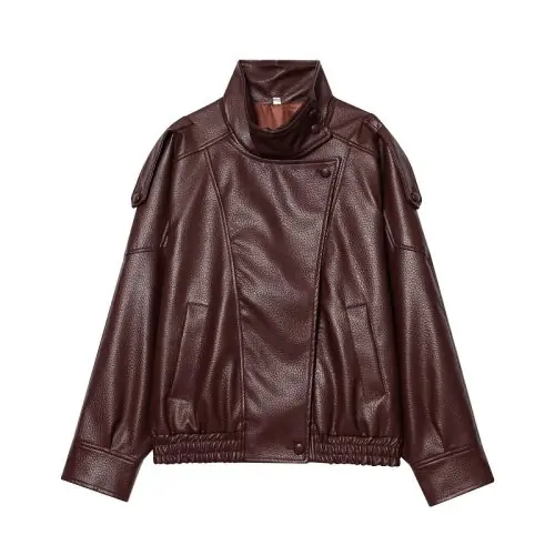 Image de Veste Faux Cuir Noire Oversize pour Femme