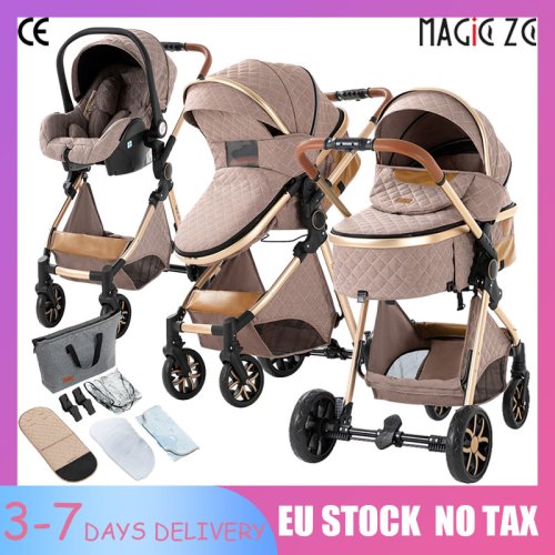 Zdjęcie Wózek dziecięcy 3 w 1 System podróżny Wielofunkcyjny wózek Fotelik samochodowy Lekka rama z funkcją składania jedną ręką Artykuły dla dzieci