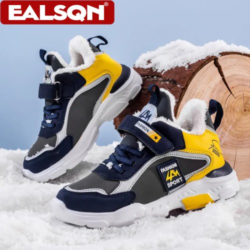 Afbeelding van Warme Winter Sneakers voor Kinderen - Katoenen Casual Schoenen met Pluche Voering voor Jongens, Modevolle School- en Wandelschoenen