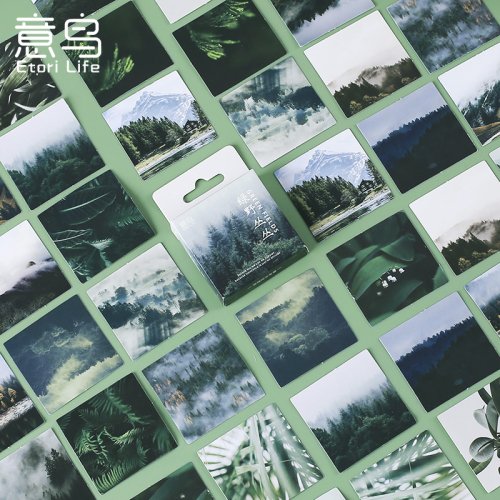 Image of 46-Piece Green Forest Series Aesthetic Stickers for Diary, Planner, Phone, Scrapbooking, and Crafting – Nature-Inspired Decorative Vinyl Stickers