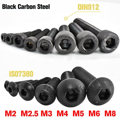 Image of High-Strength Carbon Steel Hex Allen Socket Cap Head Screw M2M2 5M3M4M5M6M8 ISO7380 G10.9 Round Head DIN912 Mechanical Furniture Fastener