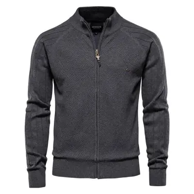 Image de Cardigan Homme Coton Zippé - Style Décontracté & Élégant