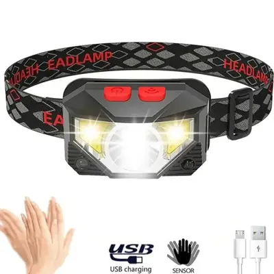 Image de Lampe Frontale LED avec Capteur de Mouvement - 8 Modes