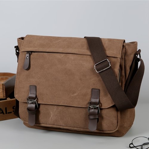 Zdjęcie Elegancka Torba Płócienna w Stylu Retro – Męska Torba Biznesowa, Podróżna i Studencka z Dużą Pojemnością, Idealna na Codzienną Używke